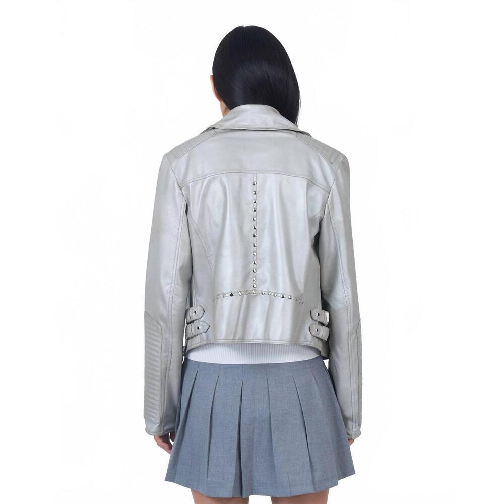 NEW JKT NYC harley metallic leather jacket in taupe - Picture 2 of 4